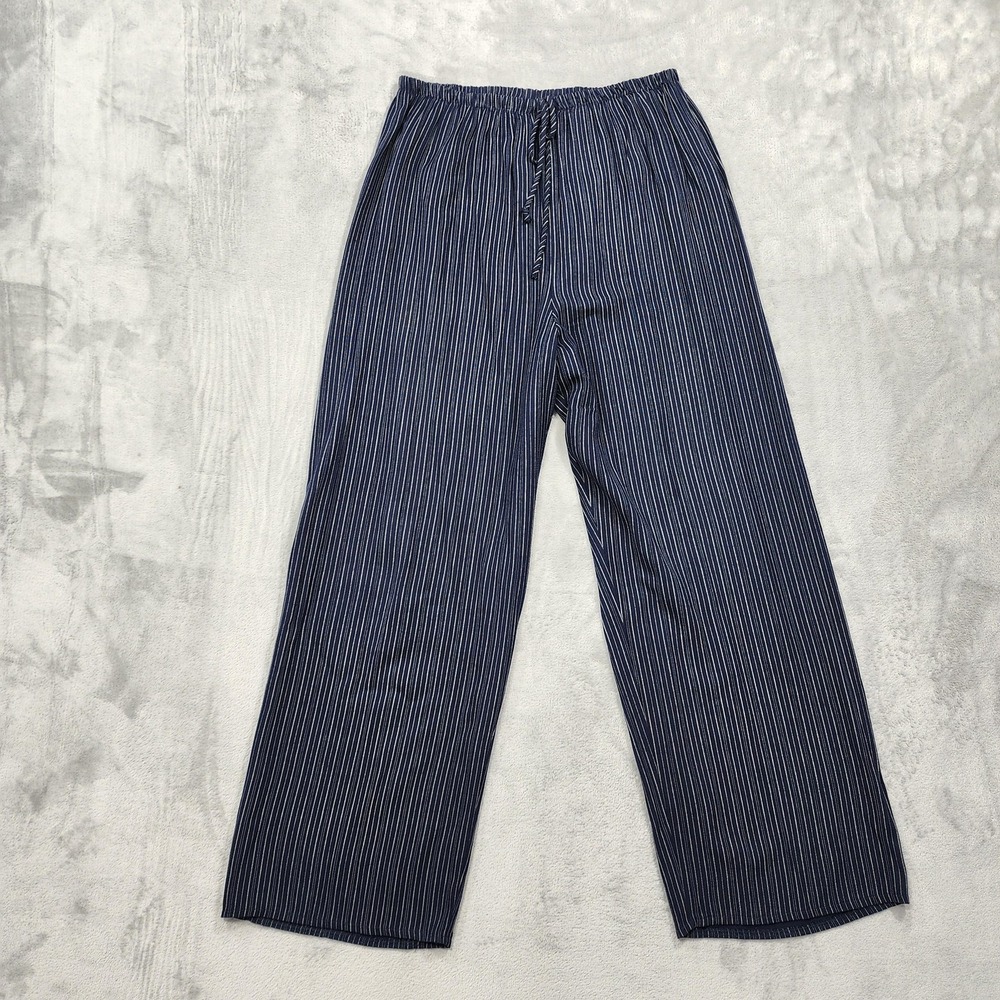 Vintage Star C.C.C. Pajama Pants Womens L‎ Blue Striped Rayon Drawstring Casual
